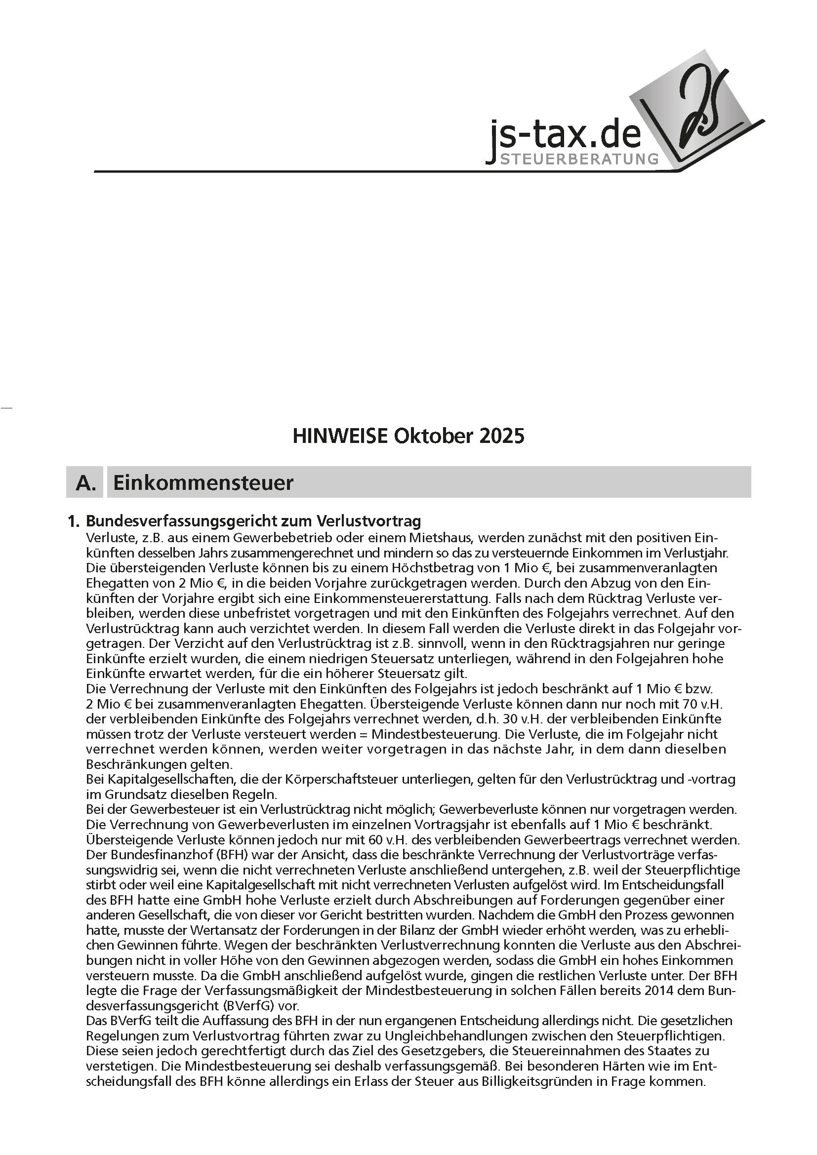 js-tax Steuerberatung Mandantenrundschreiben 2025-10_S1