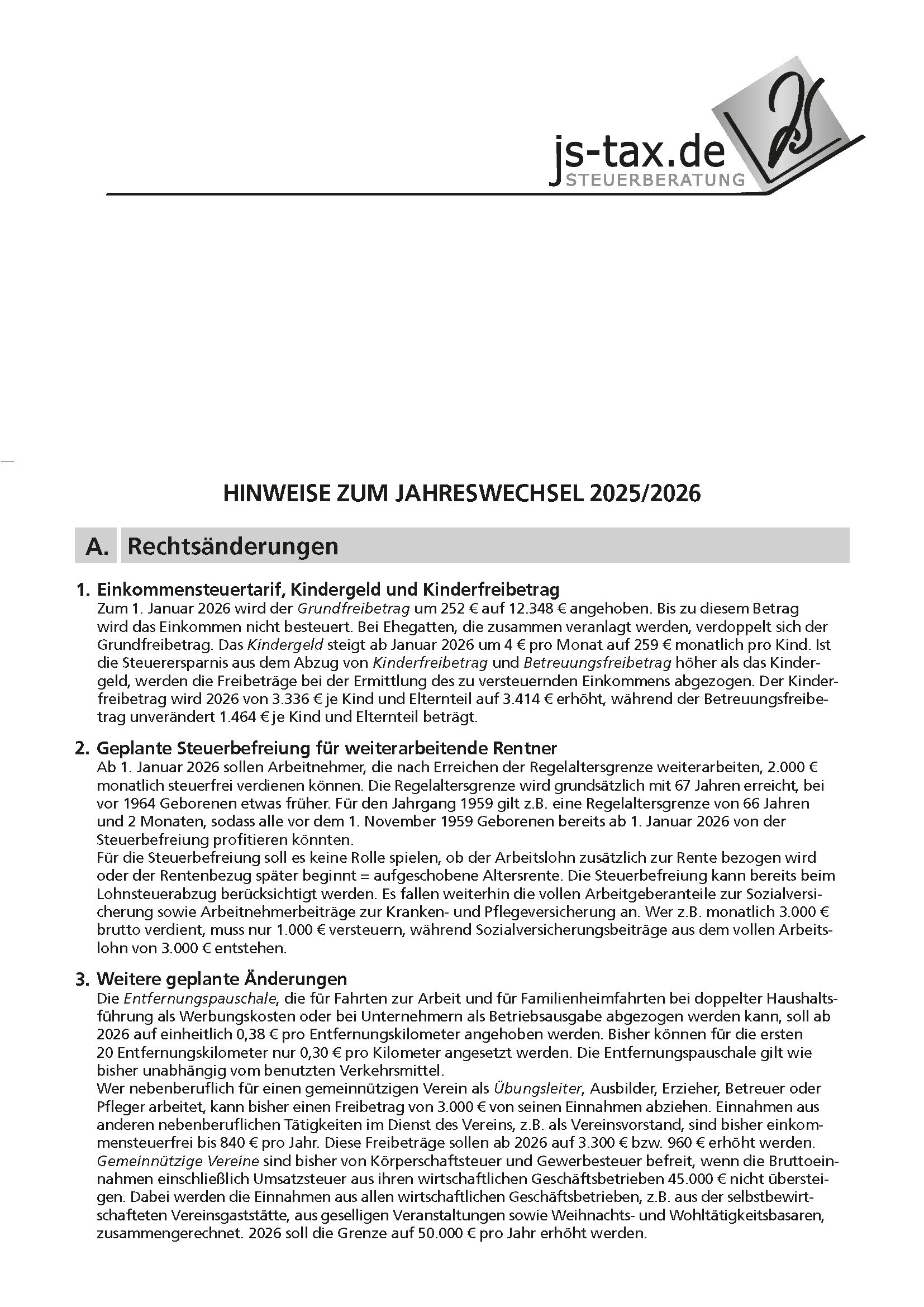 js-tax Steuerberatung Mandantenrundschreiben 2025-12_S1
