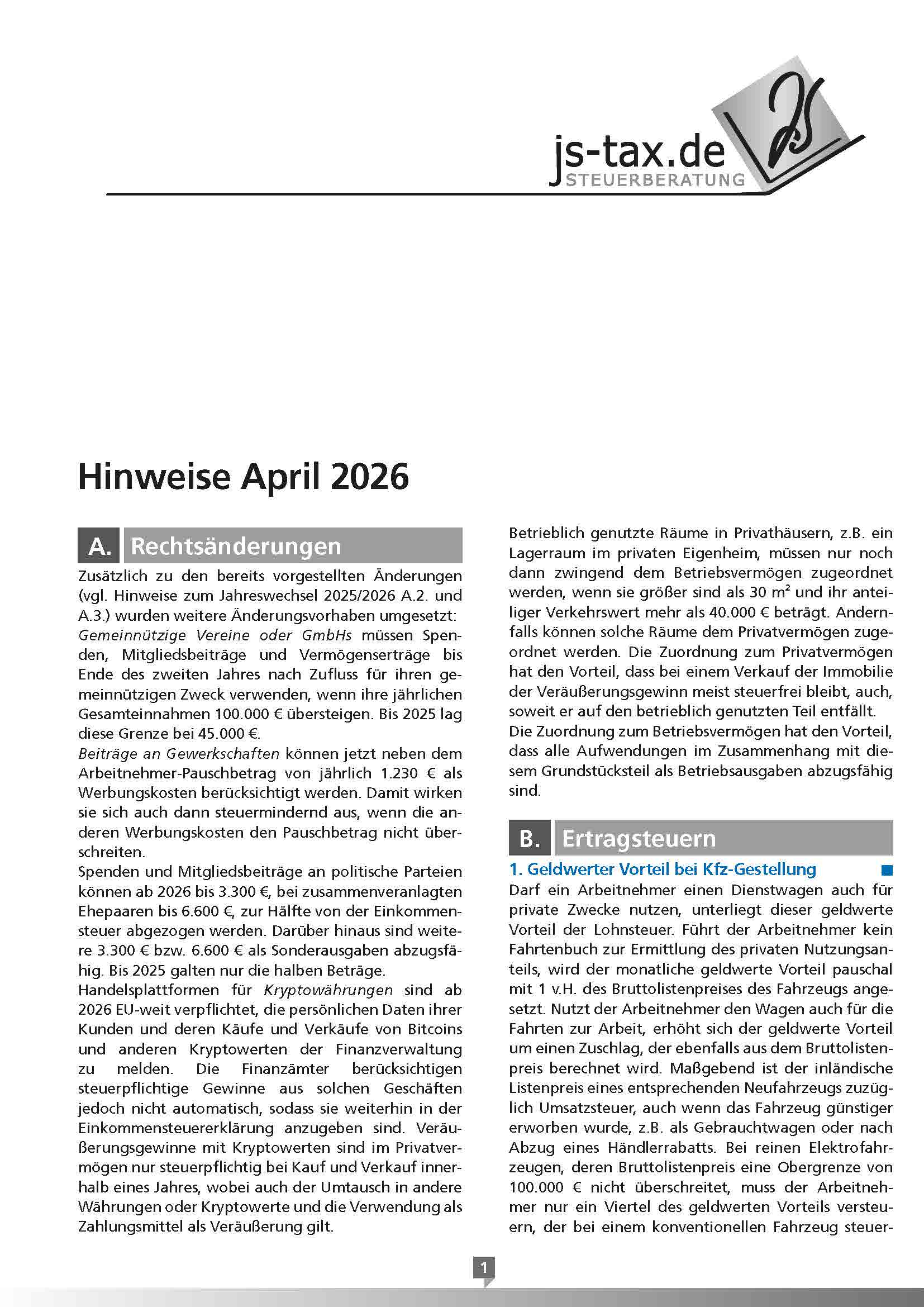 js-tax Steuerberatung Mandantenrundschreiben 2026-04_S1