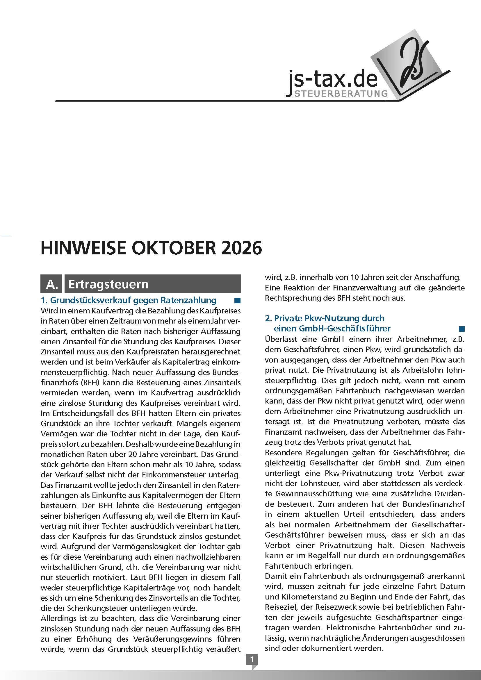 js-tax Steuerberatung Mandantenrundschreiben 2026-10_S1